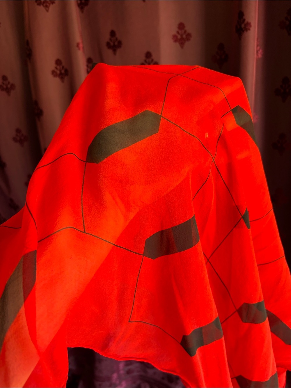 3/$20 Red Geometric Silk-Look Scarf - Unbranded - Picture 5 of 5